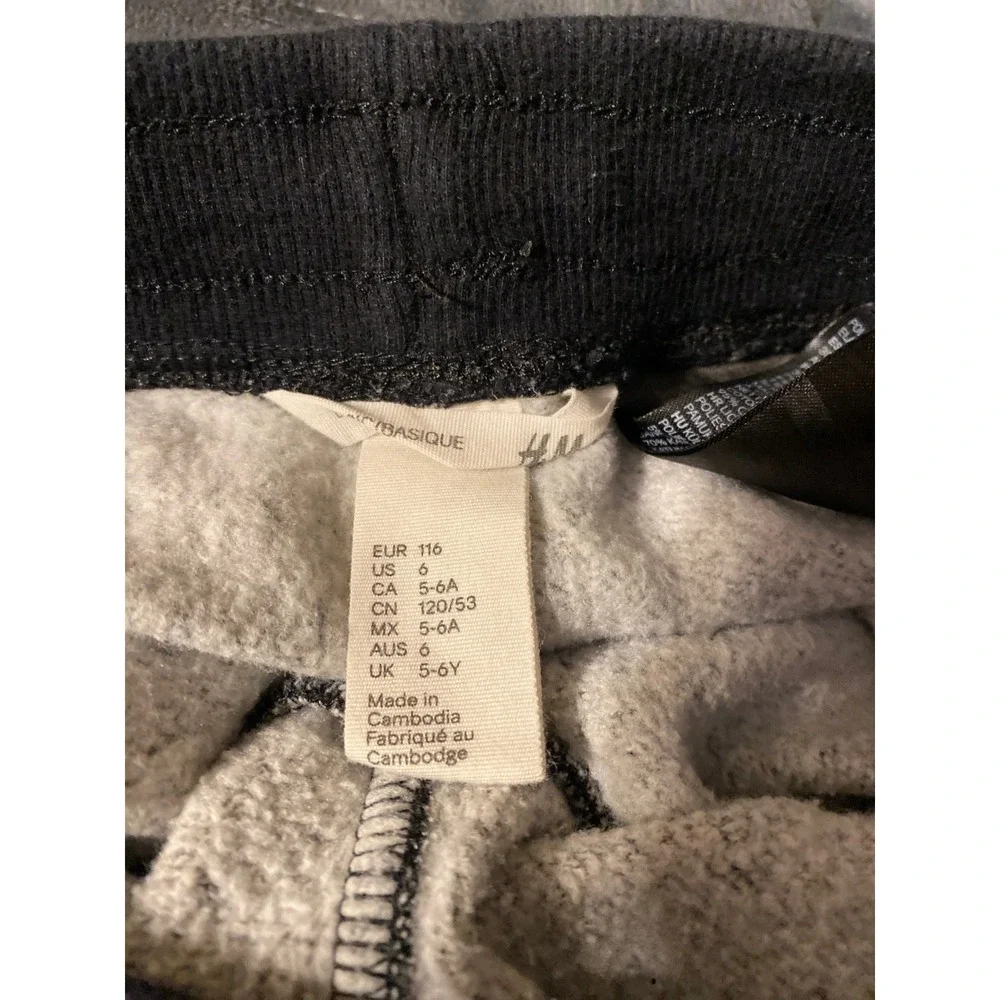 HM Kids Gray Space Dye Joggers Sweatpants Size 6 Boys Girls Charcoal Marl 0456